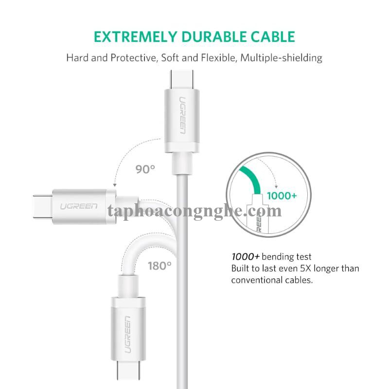 Ugreen 10680 0.5M màu bạc Cáp TypeC (3.1) Data cao cấp US161 30010680